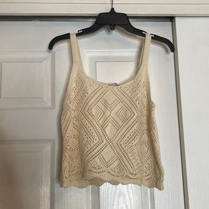 Cream Crochet Knit Tank Top